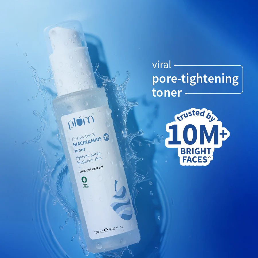 PLUM 3% Niacinamide & Rice Water Toner for Bright Skin