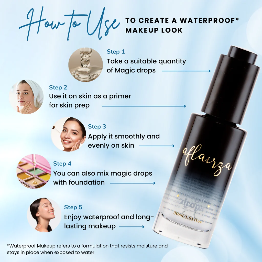 AFLAIRZA Magic Drops | Waterproof & Sweat-Resistant Makeup Serum | Feather-Light, Long-Lasting Formula with Hydro-Shield Technology | Locks Makeup, Nourishes Skin | For All Skin Types* - Image 5