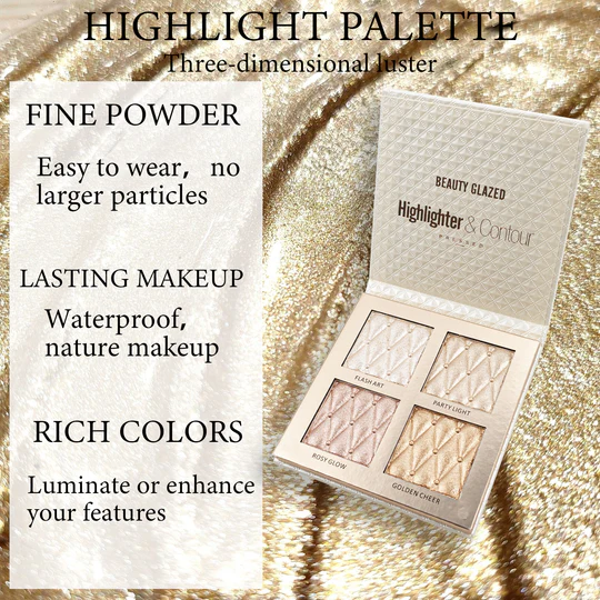 BEAUTY GLAZED 4-Color Highlighter Palette - Image 3