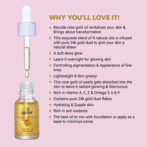RECODE Rose Gold Beauty Oil for Face 15 ML - Image 3