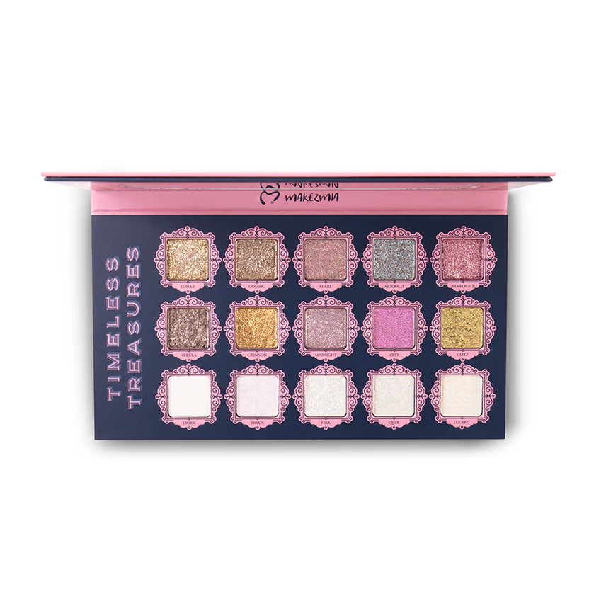 MAKEZMIA 10-Color Shimmer & Glitter Eyeshadow | Includes 5 Holographic Shades - Image 3