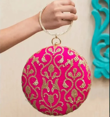 Pink Sequin Chain Clutch