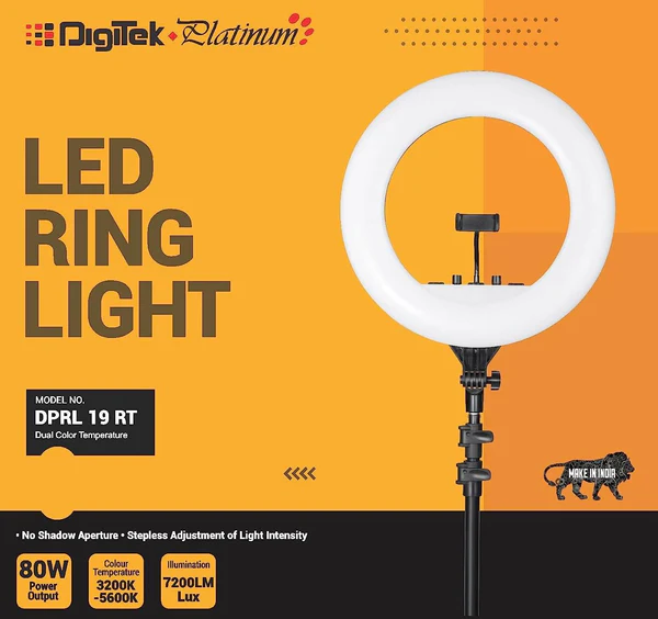 DIGITEK Platinum DPRL-19RT Professional LED Ring Light Runs on AC Power with No Shadow apertures, Ideal use for Makeup, Video Shoot, Fashion Photography & Many More with Tripod Stand. - Image 4