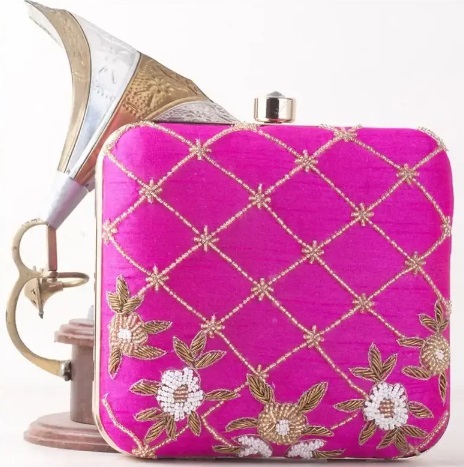 Pink Jardosi Designer Clutch With Chain