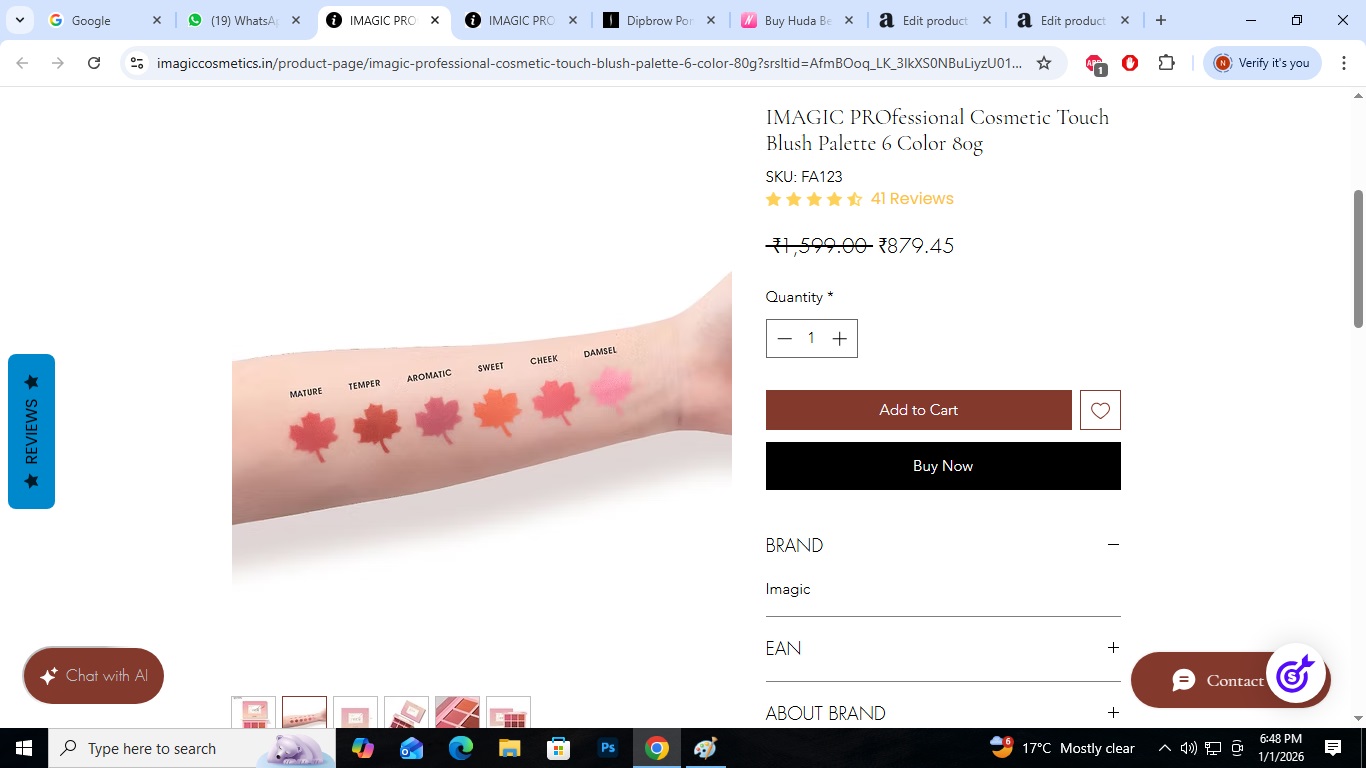 IMAGIC PROfessional Cosmetic Touch Blush Palette 6 Color 80g - Image 2
