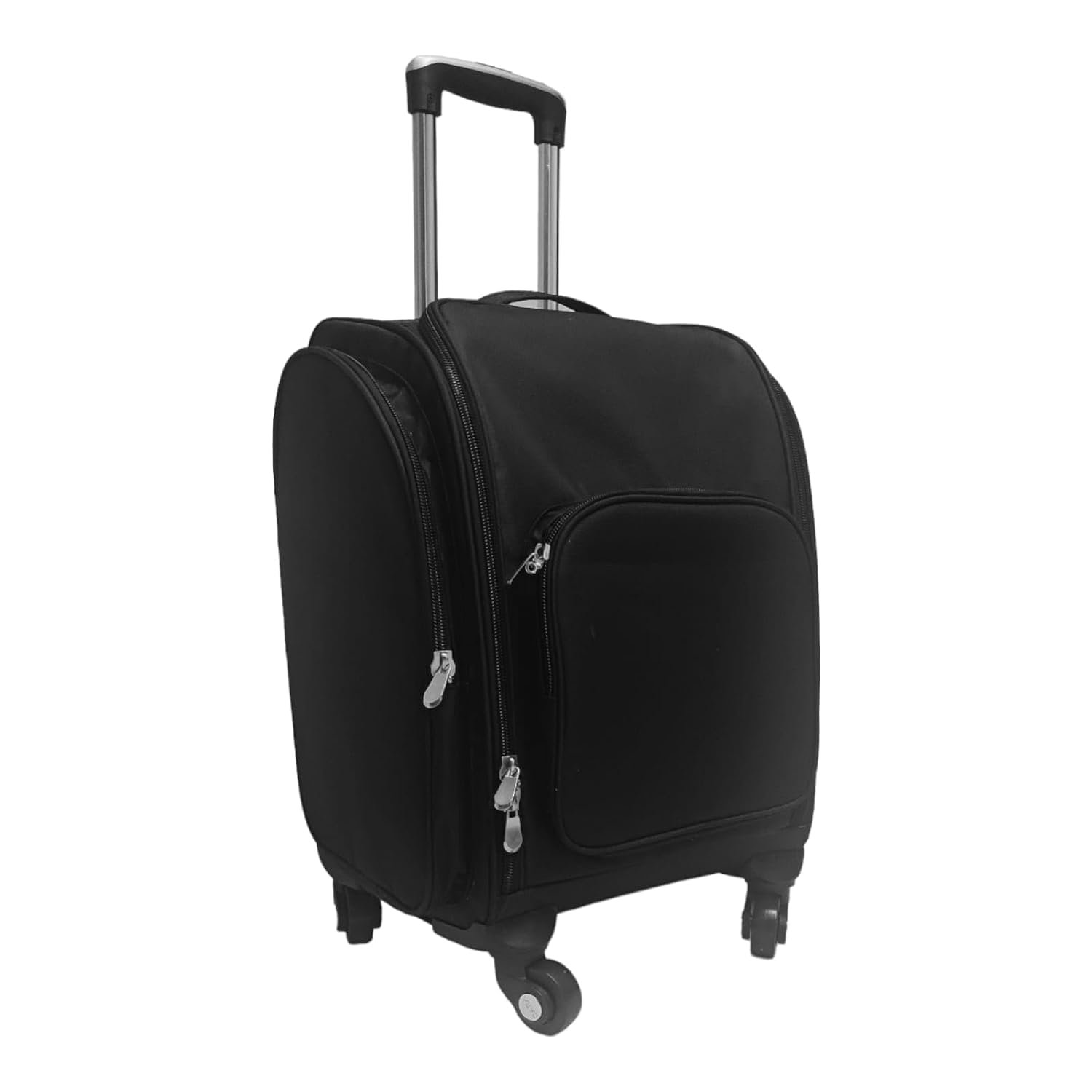 Nylon Professional Rolling Makeup Case, Soft Sided Make Up Train Case, Travel Organizer Portable With Wheel For Makeup Artist Cosmetology Nail Technician Hair Stylist Supplies (01)