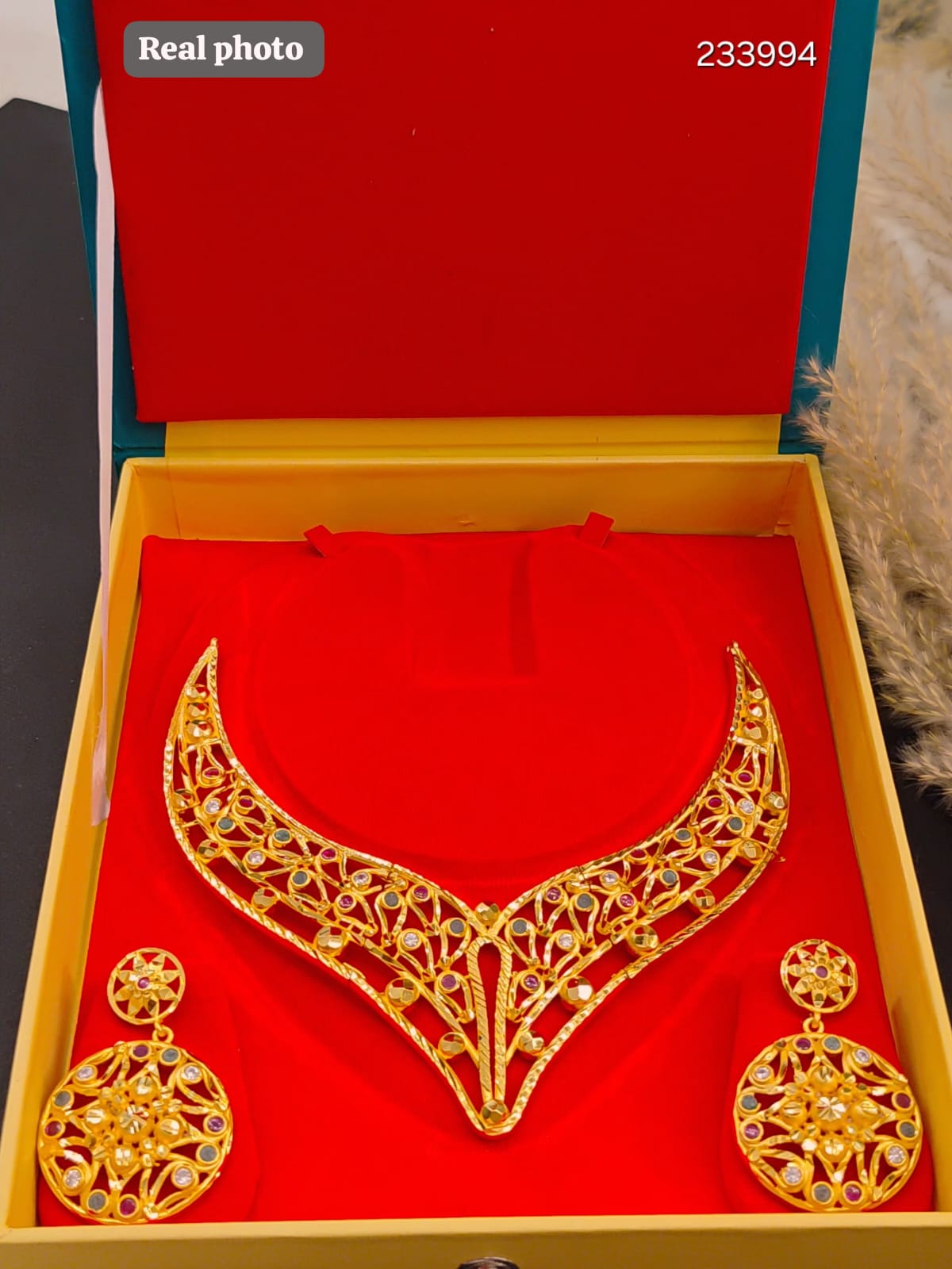 Gold plated ( V Necklace with kaan bala) jewellery set - Image 2