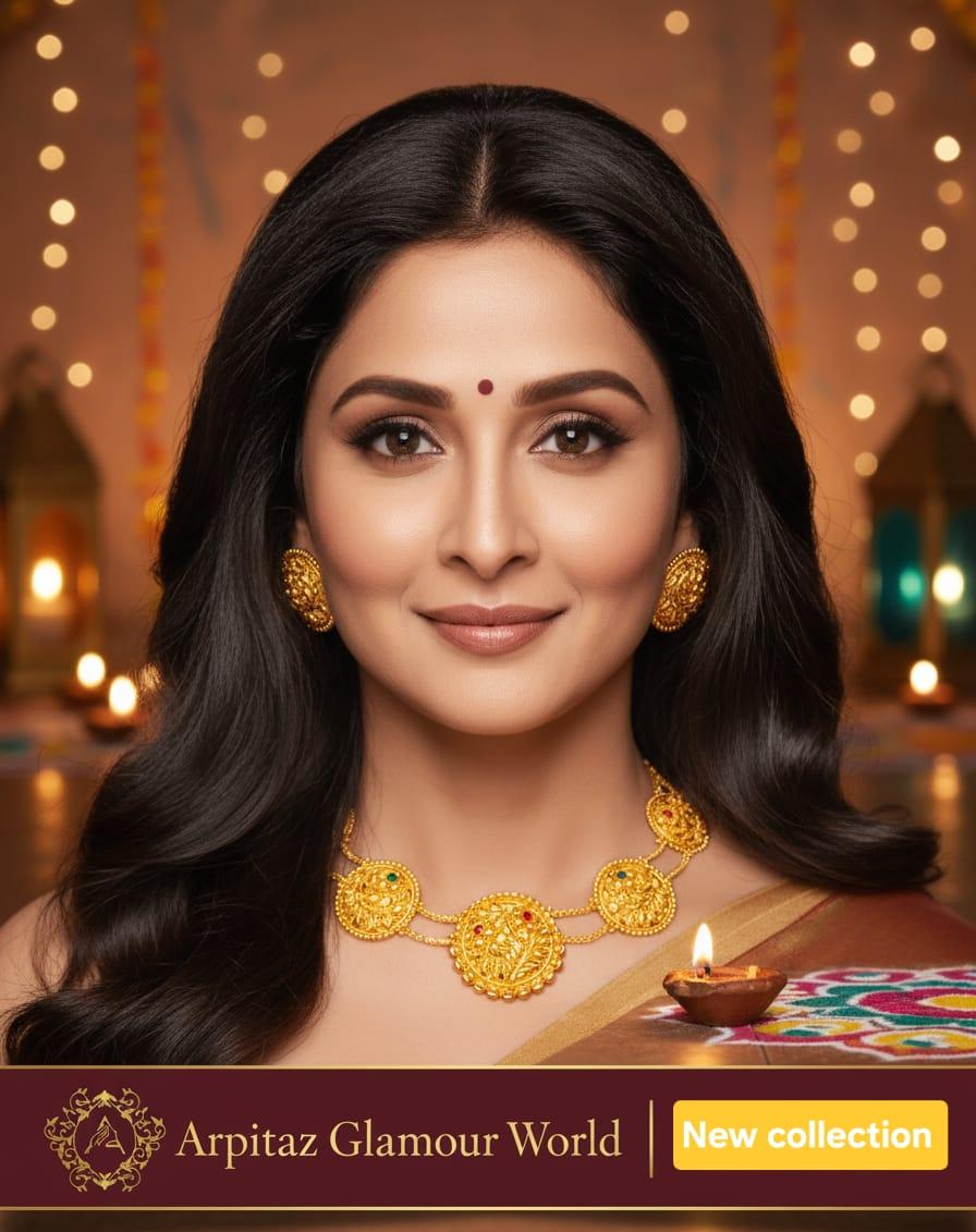 Gold plated (Necklace with kaan pasa) jewellery set