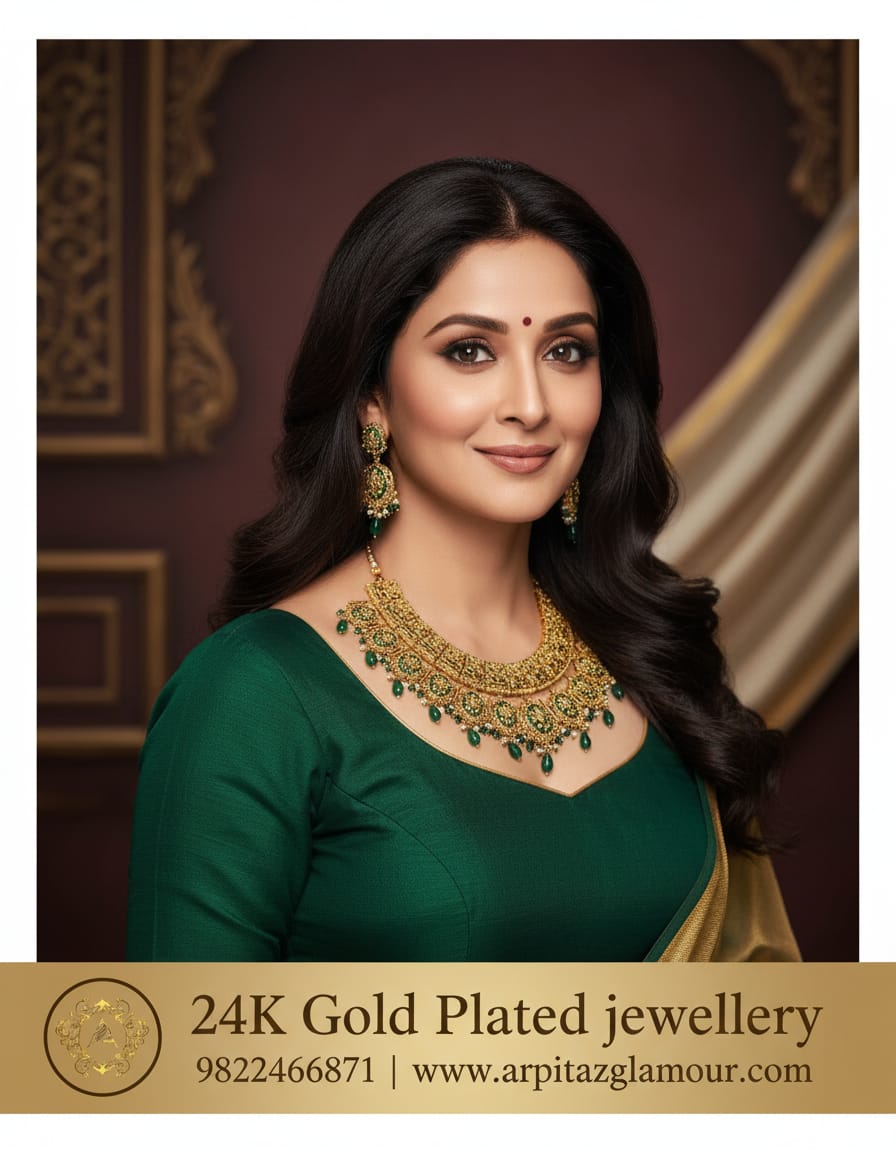 Gold plated (Minakari Rani Har) jewellery set - Image 5