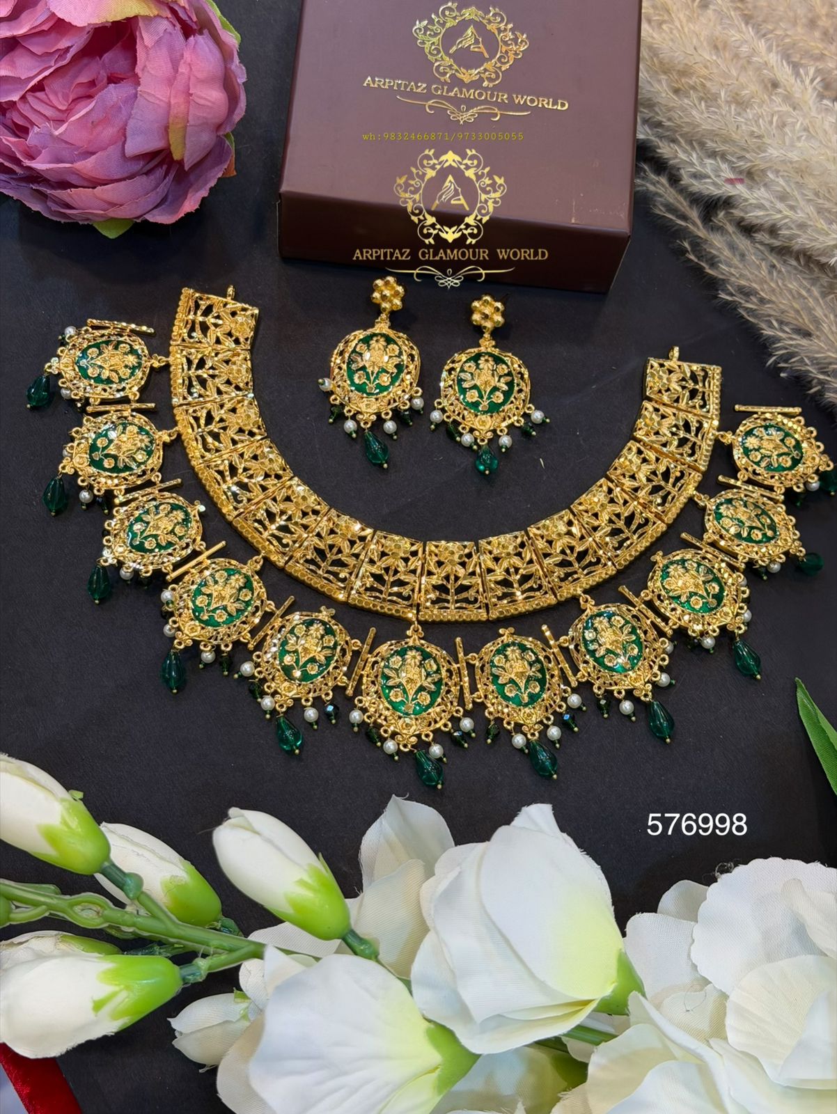 Gold plated (Minakari Rani Har) jewellery set - Image 2