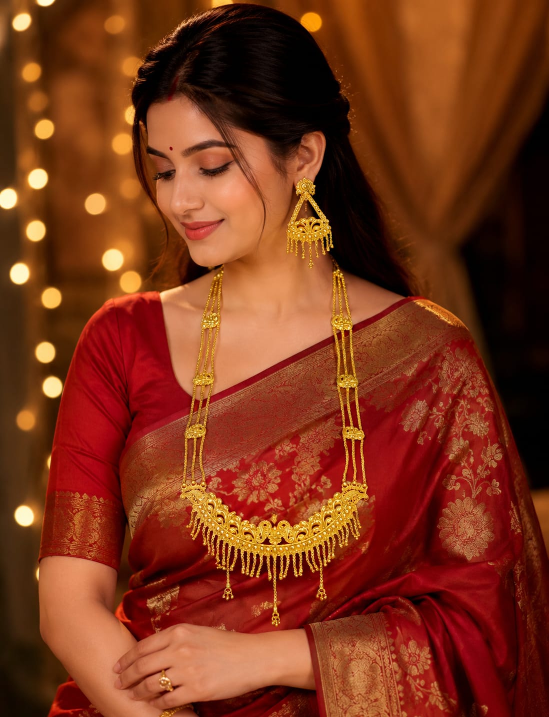 Gold plated (Sabeki designed Nokshi sitahar) jewellery set