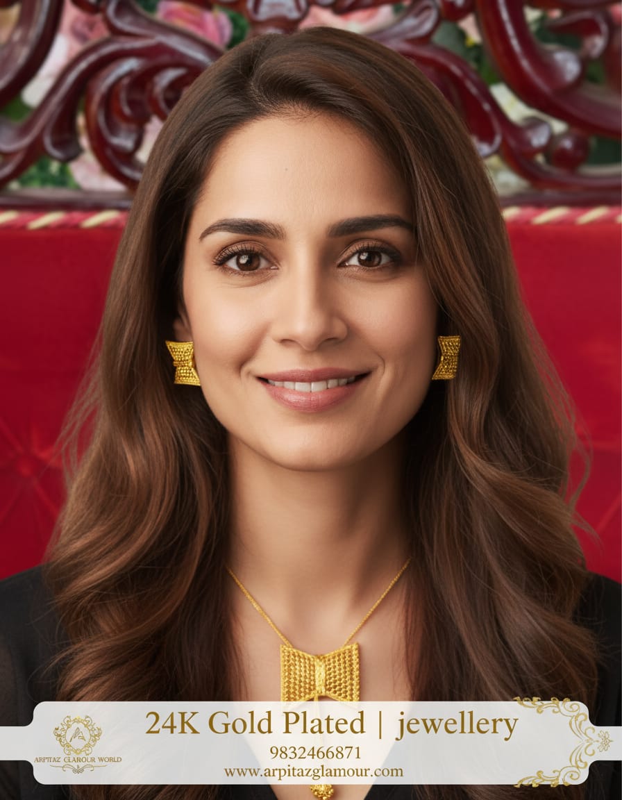 Gold plated (Tai chain with earrings ) jewellery set. - Image 2