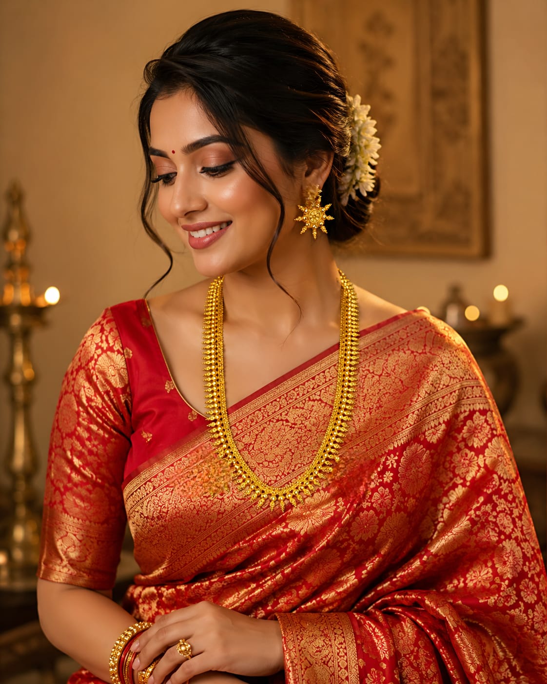 Gold plated (haar) jewellery set.
