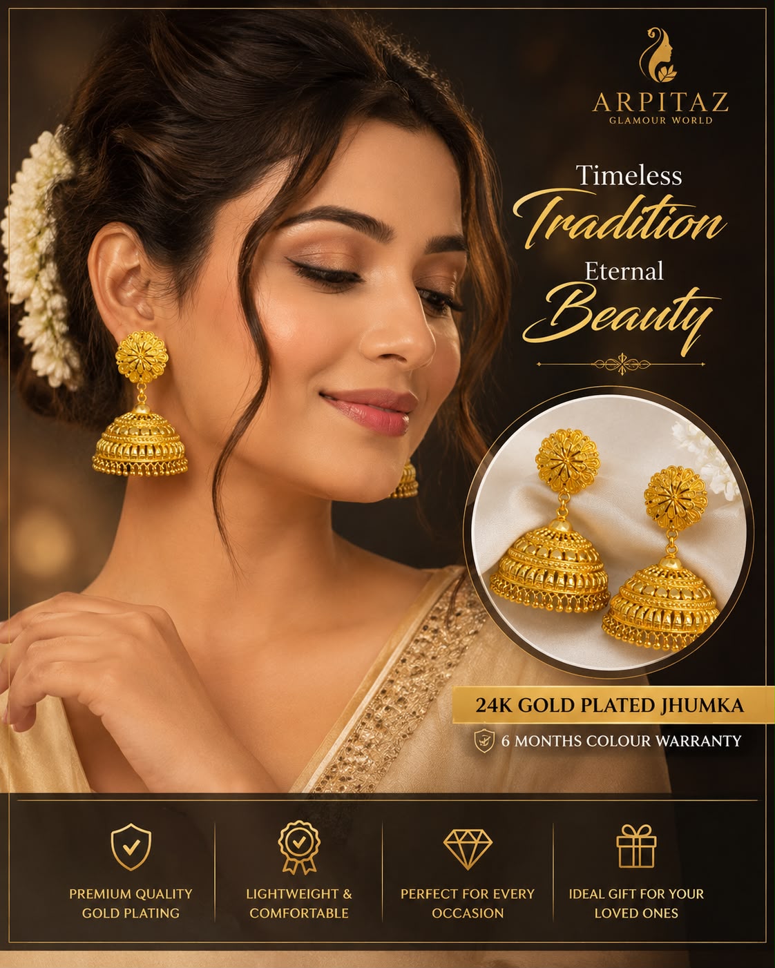Gold plated jhumka