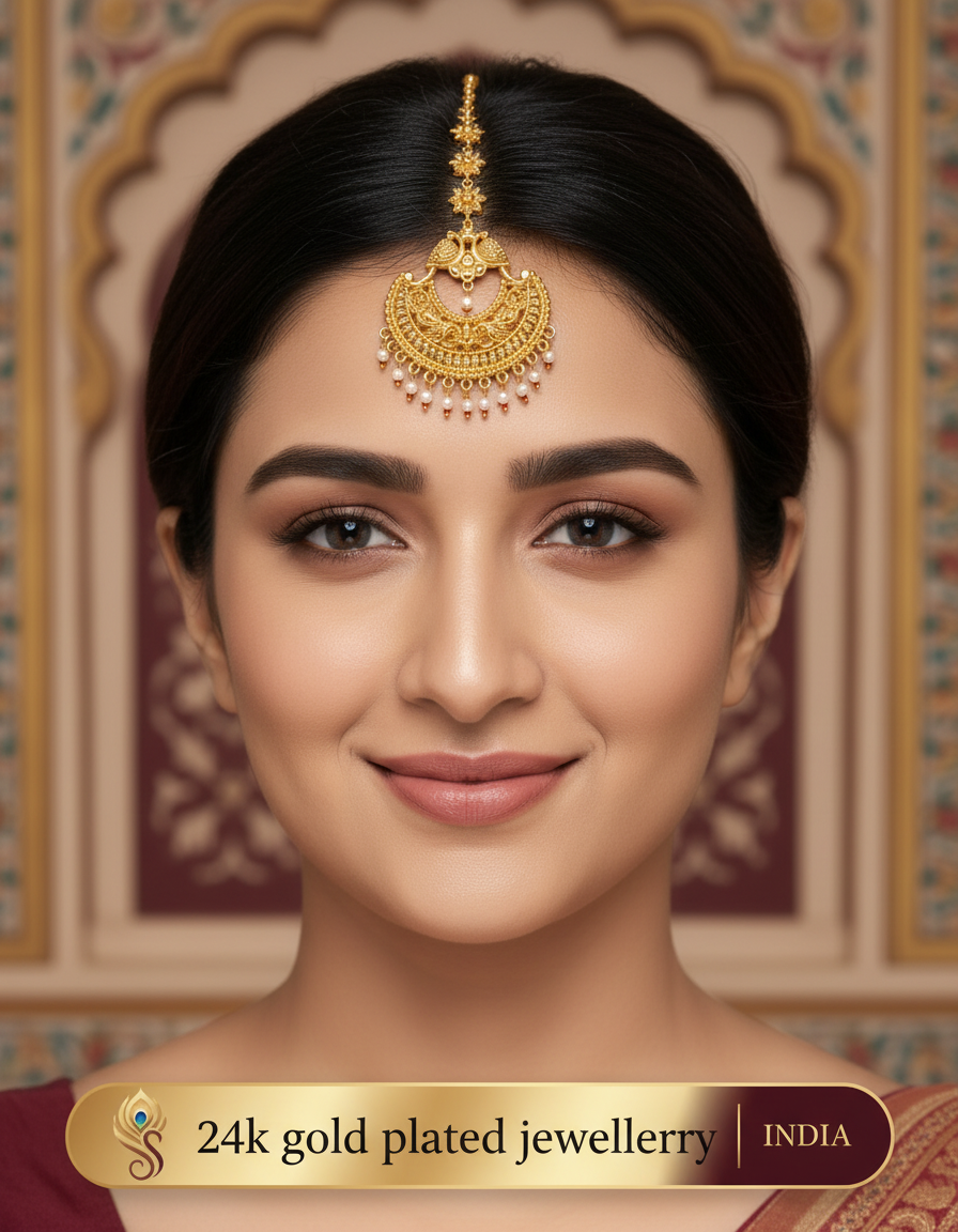 24K Gold Plated Chand Tara Tikli | 6 month colour warranty
