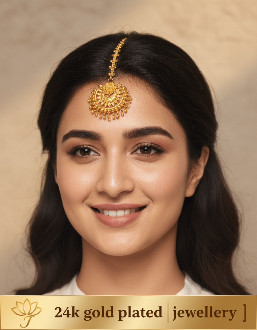 24K Gold Plated Maharani Chandrika Tikli