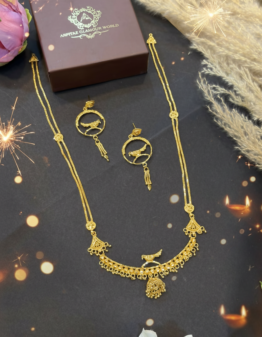 24K Gold Plated Long Har with Earrings