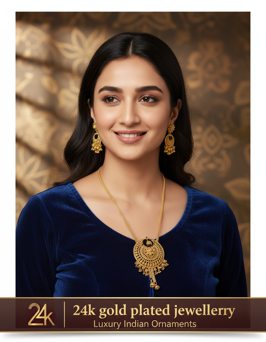 24k Gold plated Tie Chain with Earrings