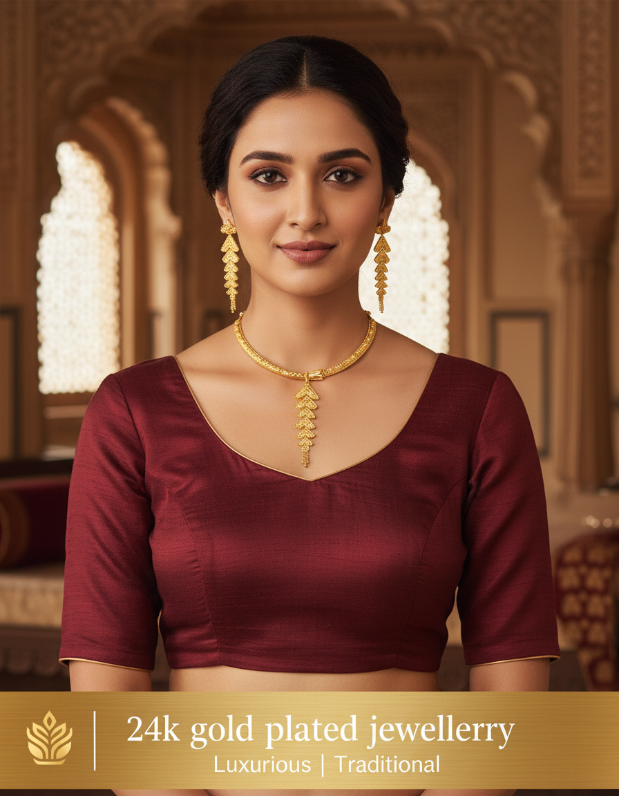 24K Gold Plated Hasuli with Earrings