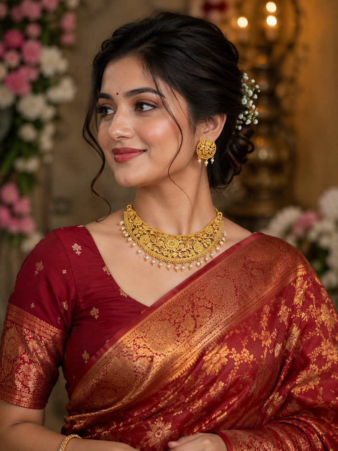 24k Gold Plated Sabeki pendant & Earrings set