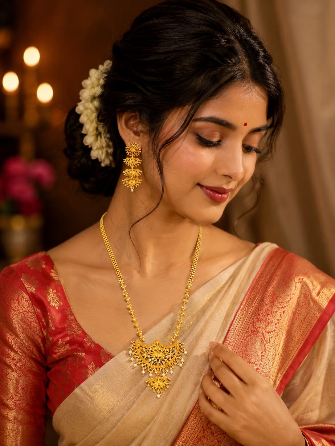 24K Gold Plated New Design Long Har with Earrings