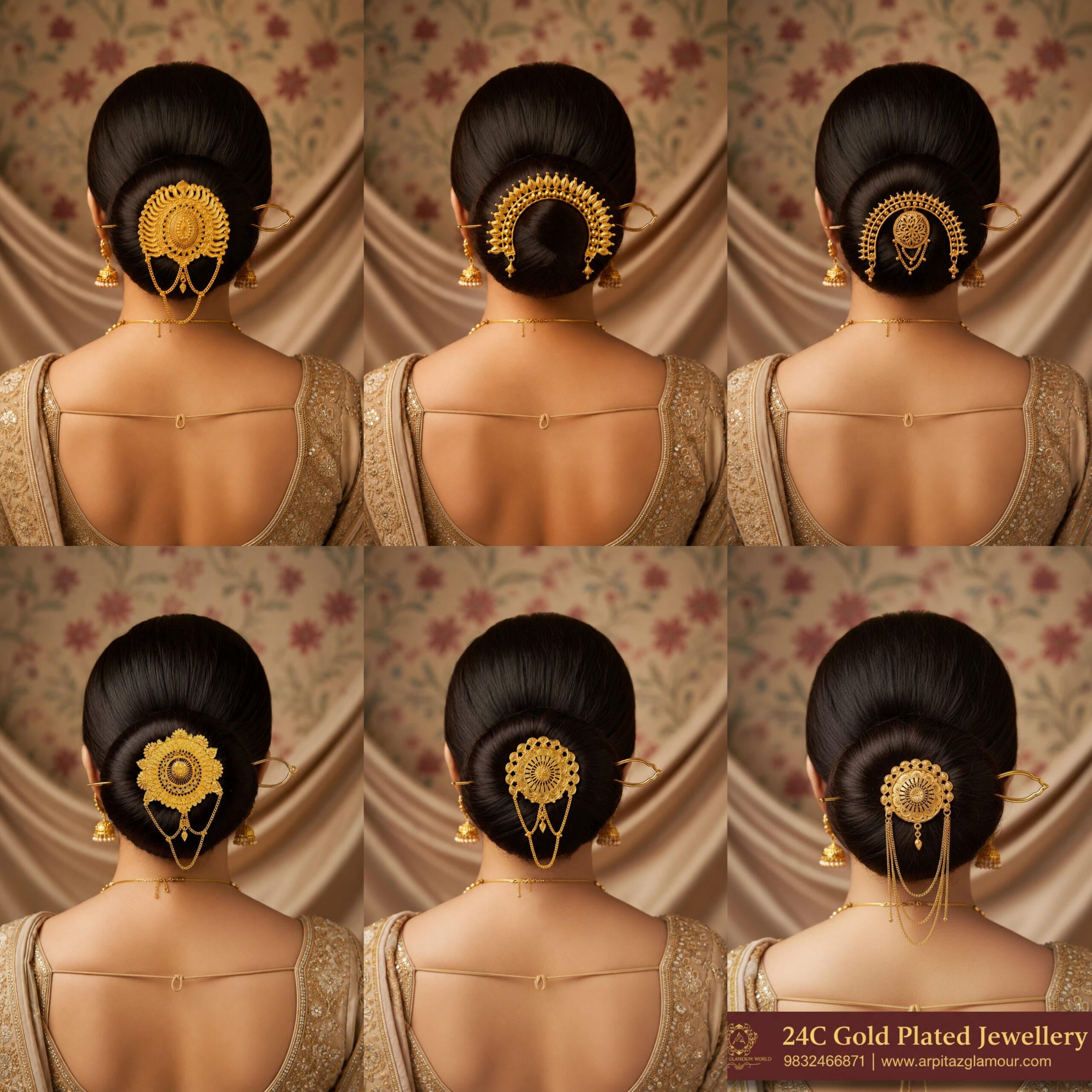 24k Gold Plated Khopar Kata Hair Bun Pin