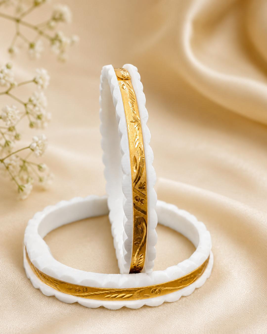 Gold Look Original Pat Shakha – Traditional White & Gold Finish Size 2.6