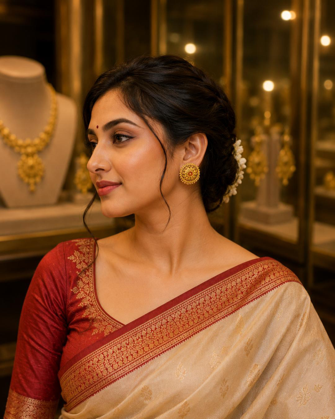 Heritage Lotus Gold Plated Earrings