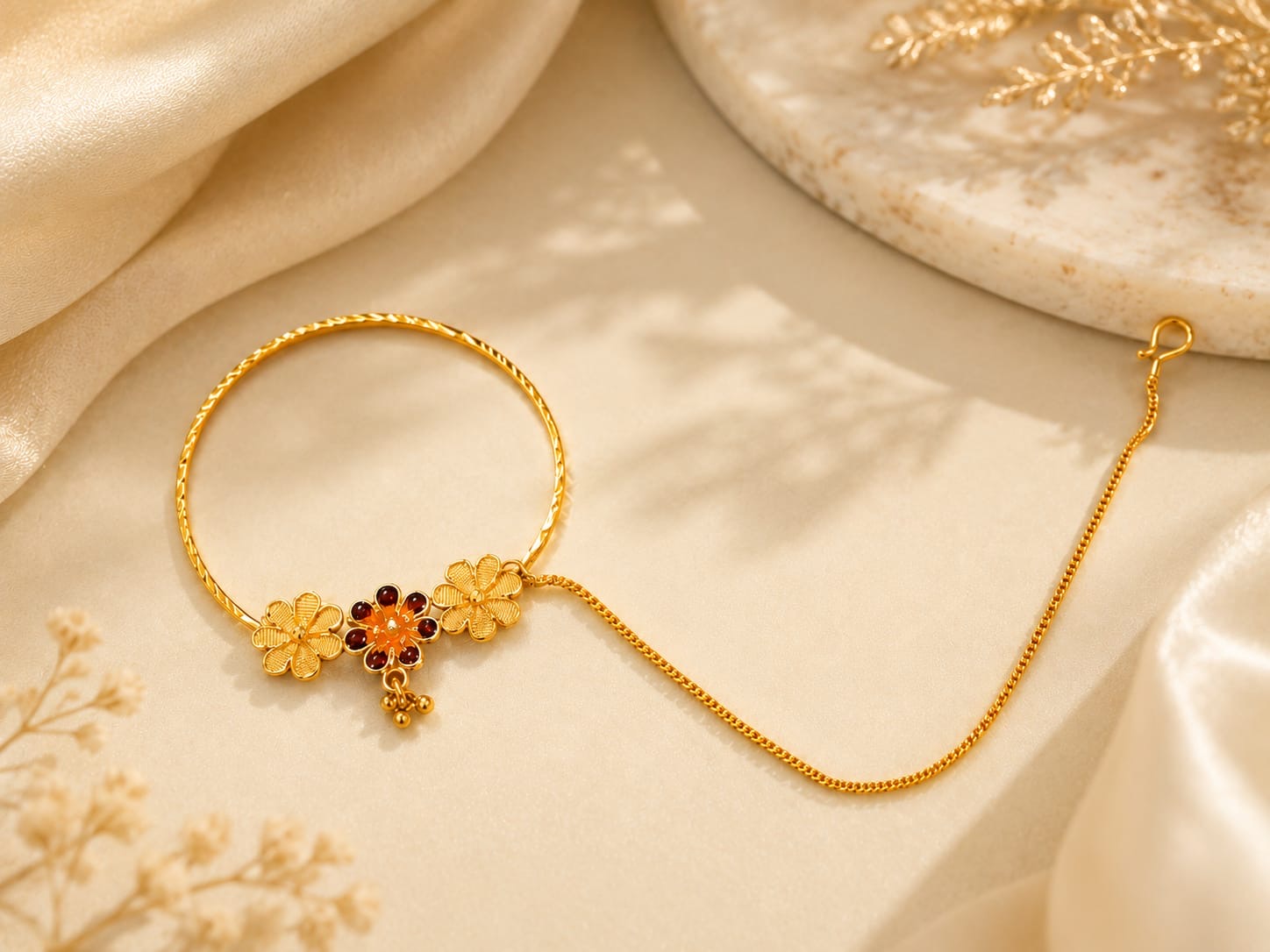 Golden Petal Flower Nose Ring