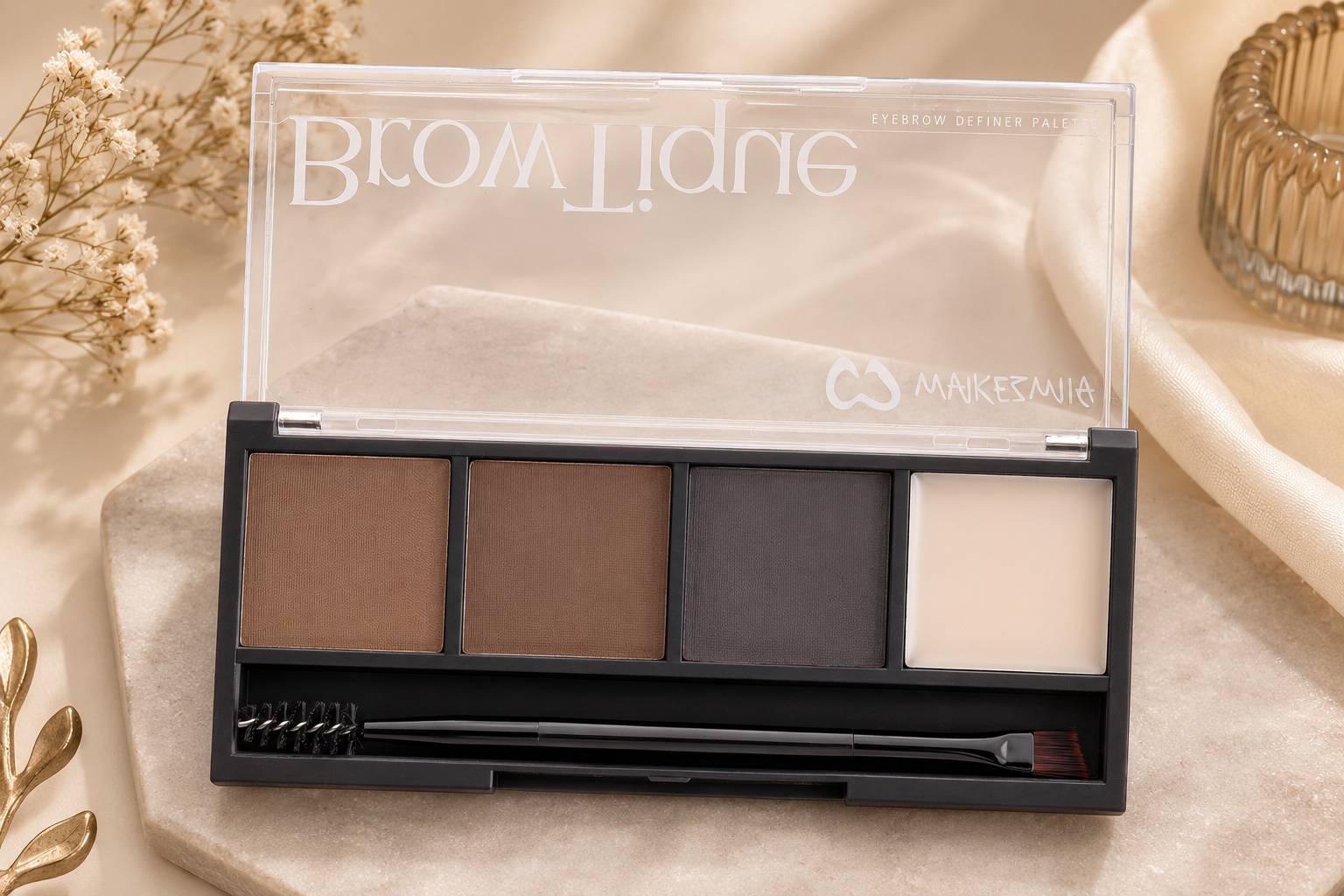 Makezmia BrowTone Eyebrow Definer Palette – Eyebrow Powder & Gel