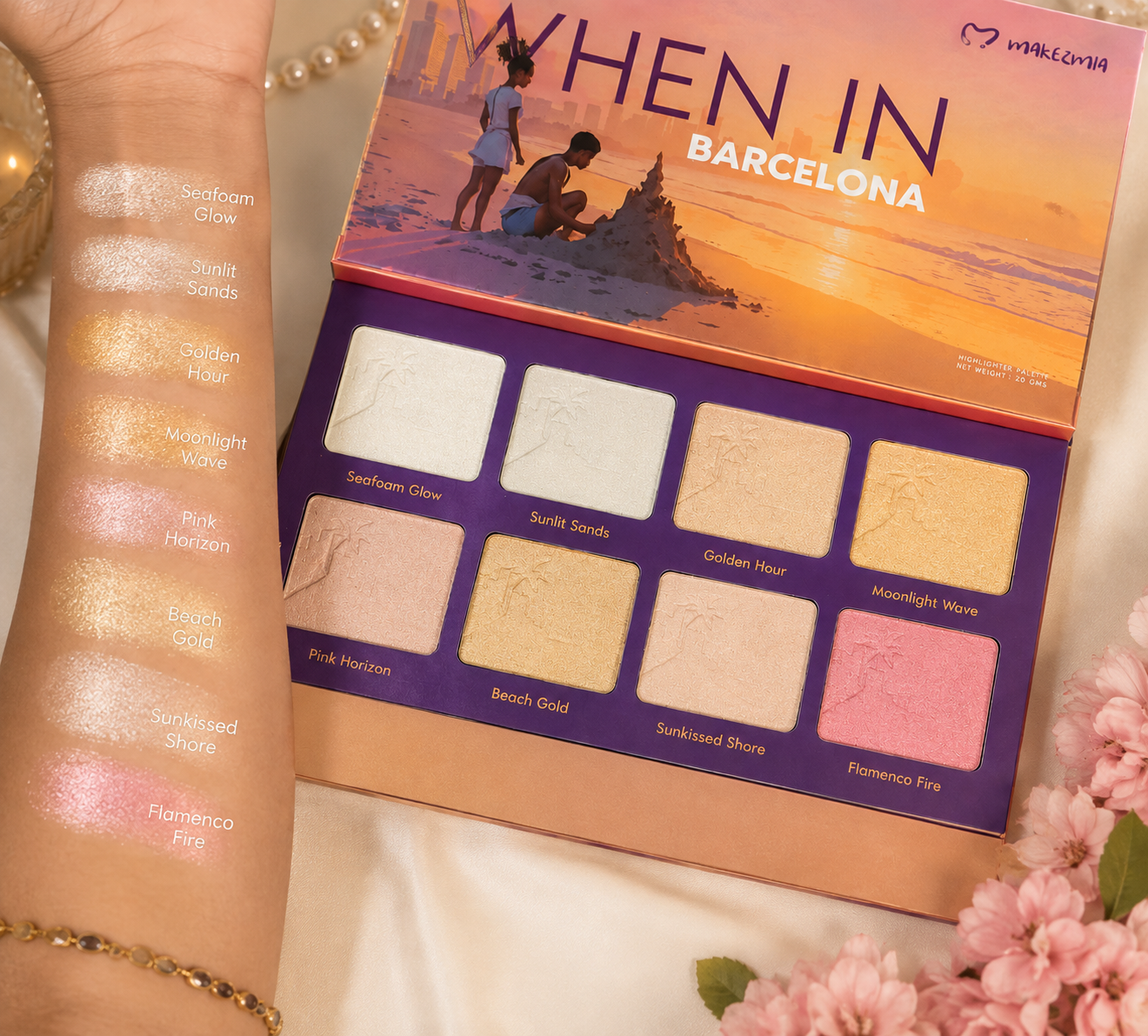 Makezmia When in Barcelona Highlighter Palette – 8 Shades