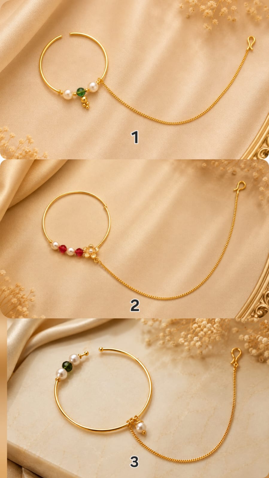 Ruby Blossom Gold Plated Nose Ring