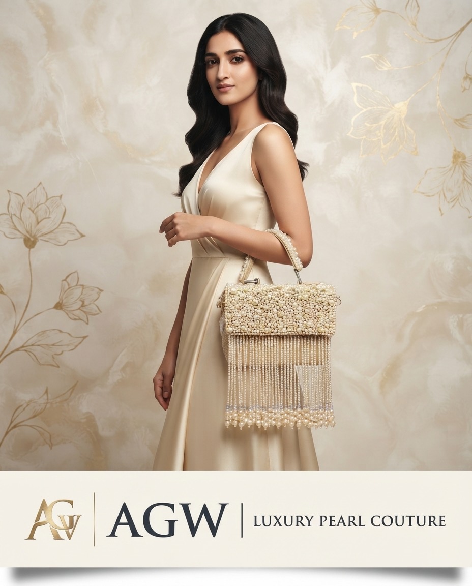 Luxury Pearl Tassel Clutch Bag for Wedding & Party | Premium Handcrafted Bridal Bag