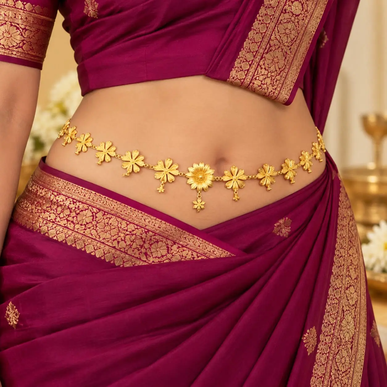 Elegant Floral Gold Kamarbandh